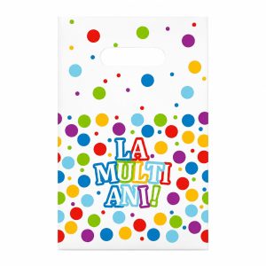 Set 10 Pungi de Cadou, Flippy, Colectia LA MULTI ANI, 16.5 x 25 cm, din Plastic, Multicolor