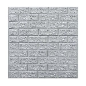 Set 10 Placi de Tapet, Flippy, Autoadezive, 70 x 77 cm, 3.5 mm Grosime, Suprafata Acoperita 5.3 mp, din PVC, Model Caramida, Gri