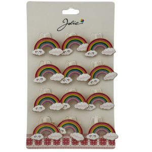 Set 12 Brose Martisor pentru Copii, Jolie, Model Curcubeu, cu Mesaj Zambeste, Multicolor