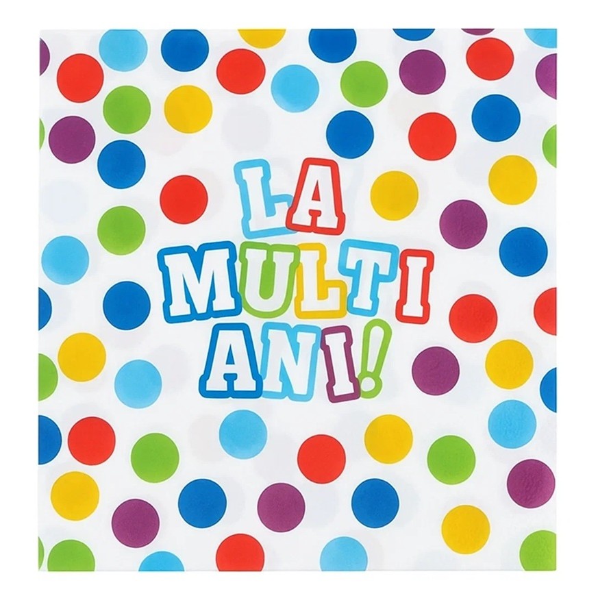 Set 20 Servetele de Masa, Flippy, Colectia LA MULTI ANI, 33 x 33 cm, din Hartie, Multicolor