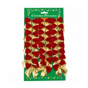 Set 24 Fundite Decorative pentru Brad de Craciun, Flippy, Rosu-Auriu, din Poliester, Decoratiuni Festive, 5 x 6 cm