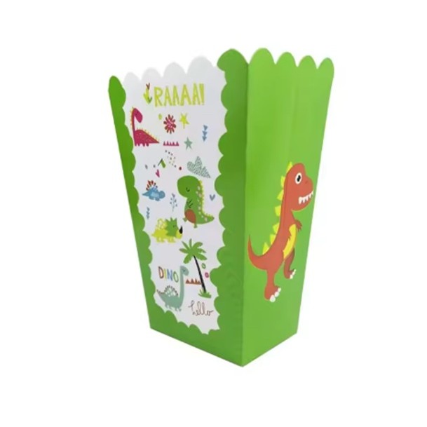 Set 6 Cutii de Popcorn, Flippy, Colectia Dino Park, 9 x 13 cm, din Carton, Multicolor