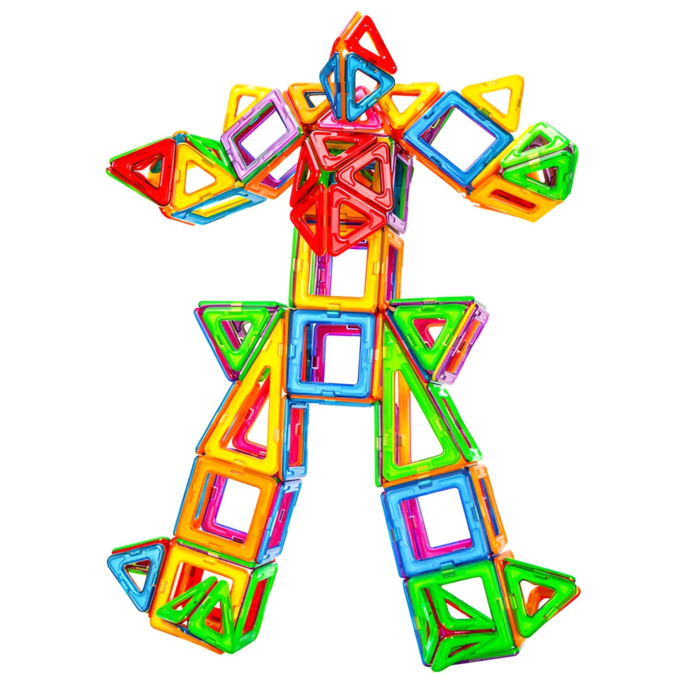 Set 60 Piese Magnetice de Constructie, Flippy, Piese Mari, Magnetic Blocks, Forme Geometrice, 3 Ani, ABS, Magnet, 22 x 17.2 x 8.5 cm, Multicolor