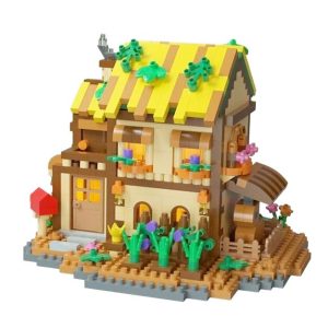 Set constructie, Flippy, Forest Log Cabin, din ABS, Model Casuta din Gradina, 834 piese, 12.2x10.2x9.6 cm, Multicolor