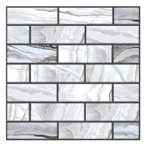 10 x Placi Tapet Autocolant 3D cu Imitatie de Marmura Dreptunghiulara, pentru Perete Bucatarie Sufragerie, Usor de Curatat, Rezistent la Apa, Autoadeziv, 30x30 cm, Gri