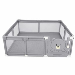 Tarc de Joaca si Siguranta pentru Copii DNT-147, Flippy, Dimensiuni 150 x 180 cm, Structura de Protectie pentru Interior, Gri