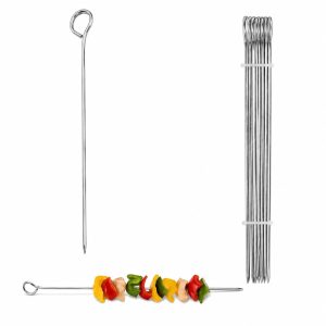 Set 6 Tepuse Pentru Frigarui, Flippy, Rasucite, Din Metal, Pentru Gratar si BBQ, 30 cm