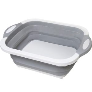 Tocator Multifunctional, Flippy, 2 in 1, cu Cos pentru Spalat si Scurgere Alimente, 480 g, Pliabila, Gri