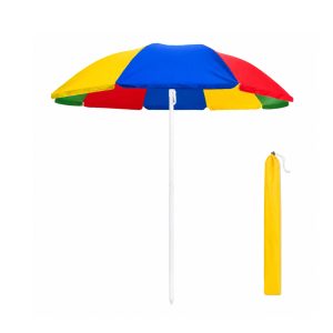Umbrela de Plaja, Flippy, Model Curcubeu, Tija Stabila si Suprafata pentru Umbrire, Ofera Umbra, Protectie Solara si Confort la Exterior, Ideal pentru Plaja, Picnic, Piscina, Camping si Vacante, Multicolor